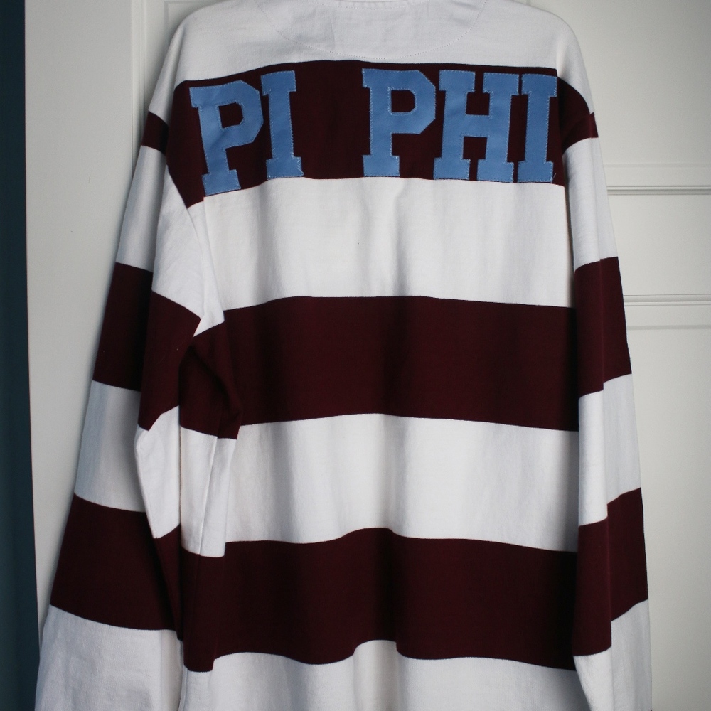 Maroon Striped Rugby Shirt with Pi Phi